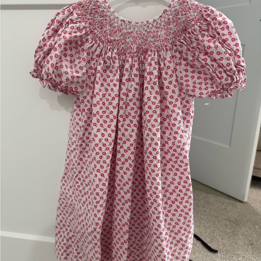 Pink Floral Smocked Dress